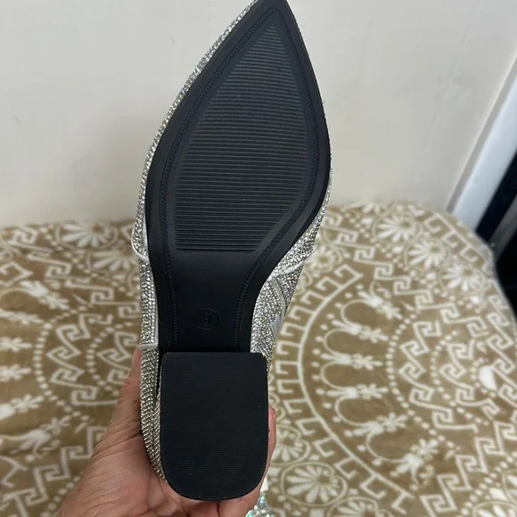A New Day Silver Heeled Boots with Shimmering Rhinestones - Picture 9 of 16